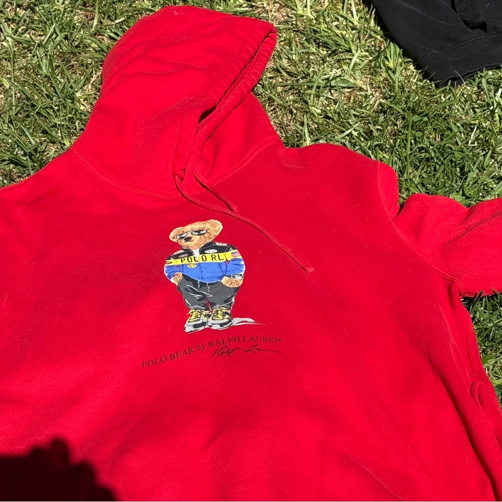 Polo Ralph Lauren Red Hoodie with Bear Graphic